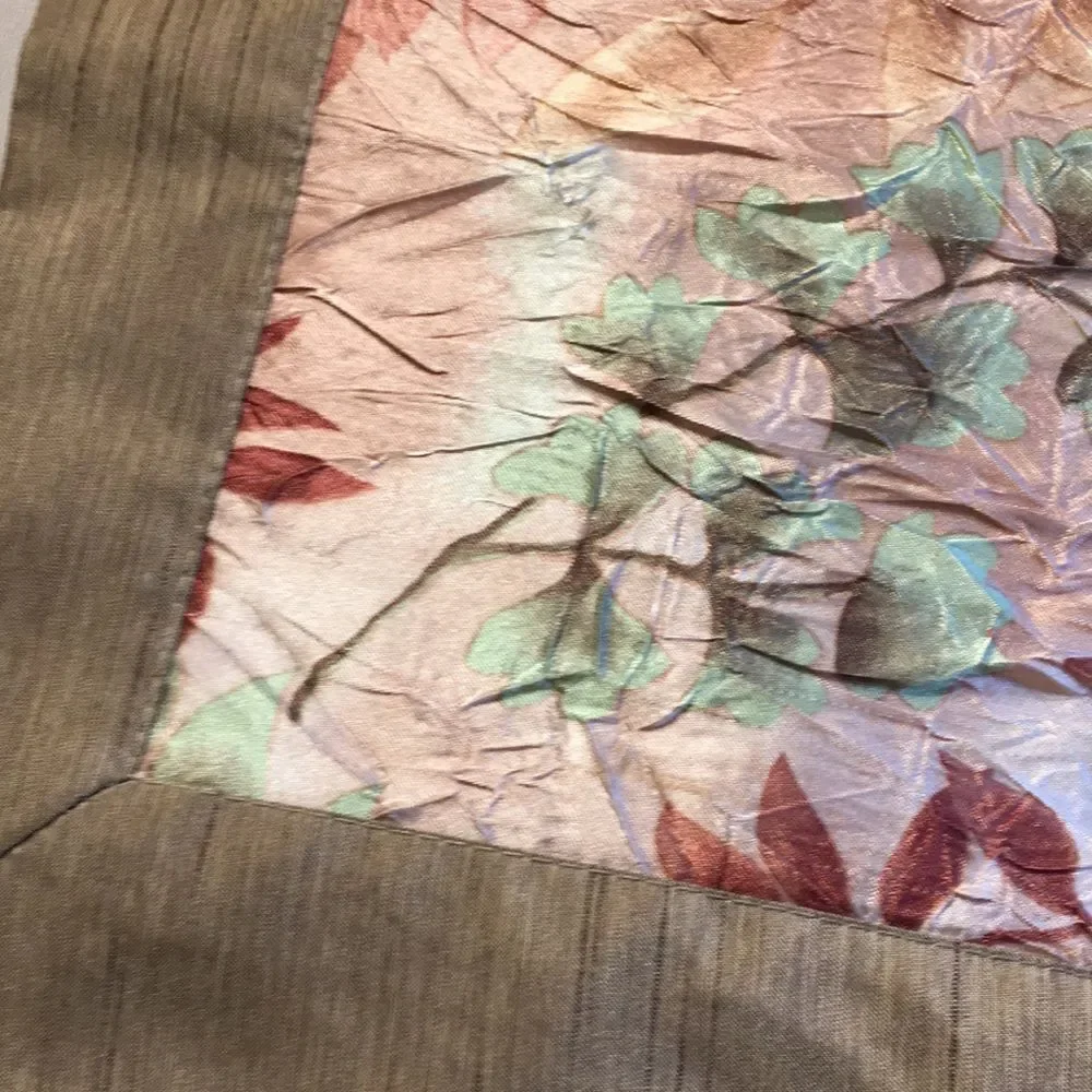 NWOT  Elegant Silk Cream, Beige and Brown Floral Table Runner/Dresser Runner